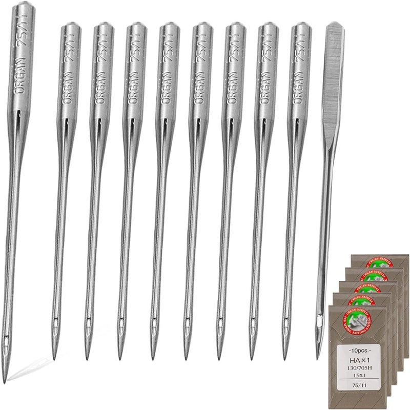 APACALI 50 PCS Embroidery Sewing Machine Needles for Brother Size 75/11 130/705H HAx1 Sewing Needles for Brother Sewing Machine (5 Pack of 10 Needles) - Image 1